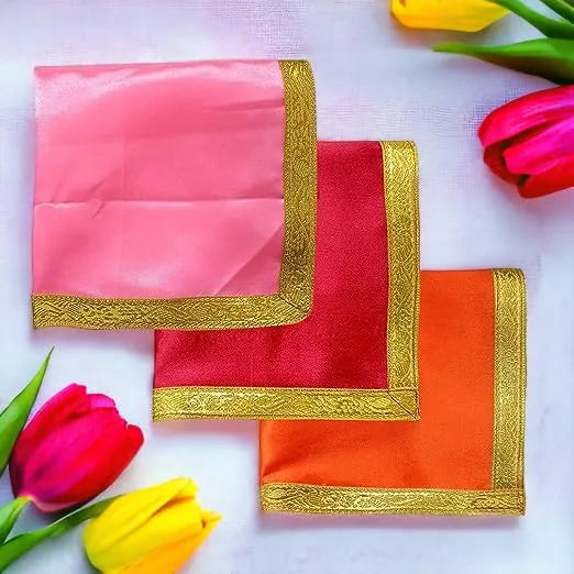 Chowki Aasan Cloth | Pooja Cloth for Mandir (30x30 Inch)