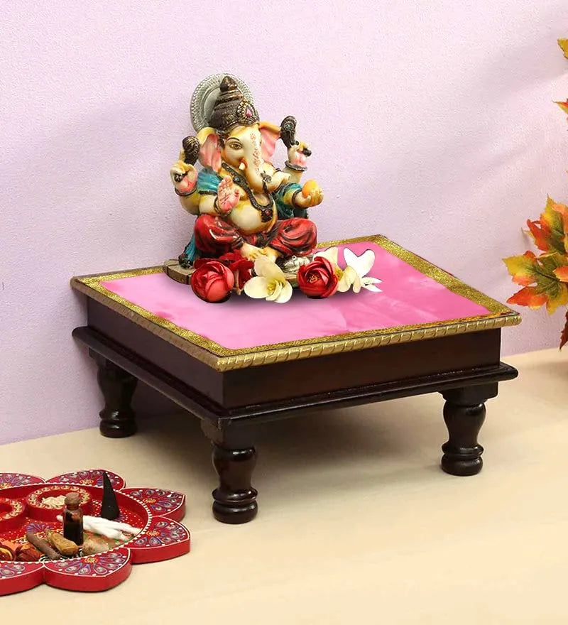 Pooja Cloth for Home Temple | Mandir Chowki Aasan ( Pink Peach Red )