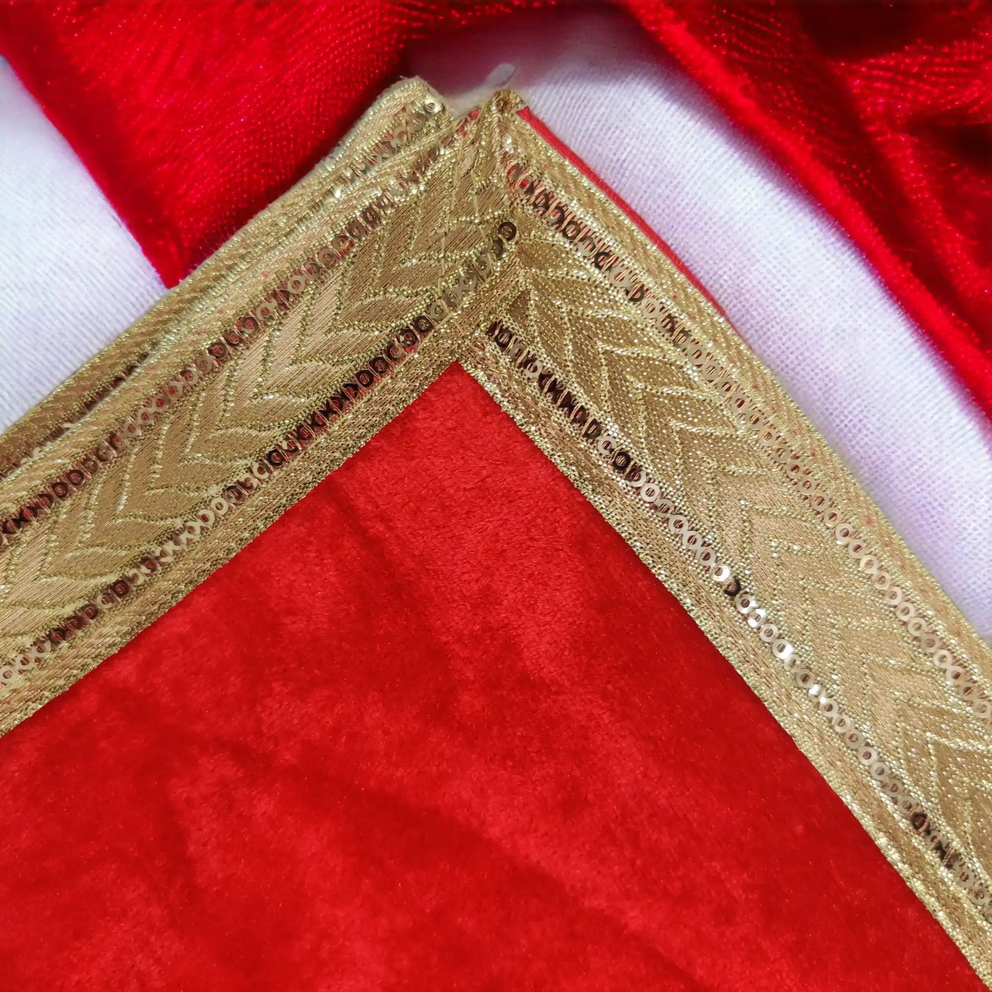 red chowki aasan cloth