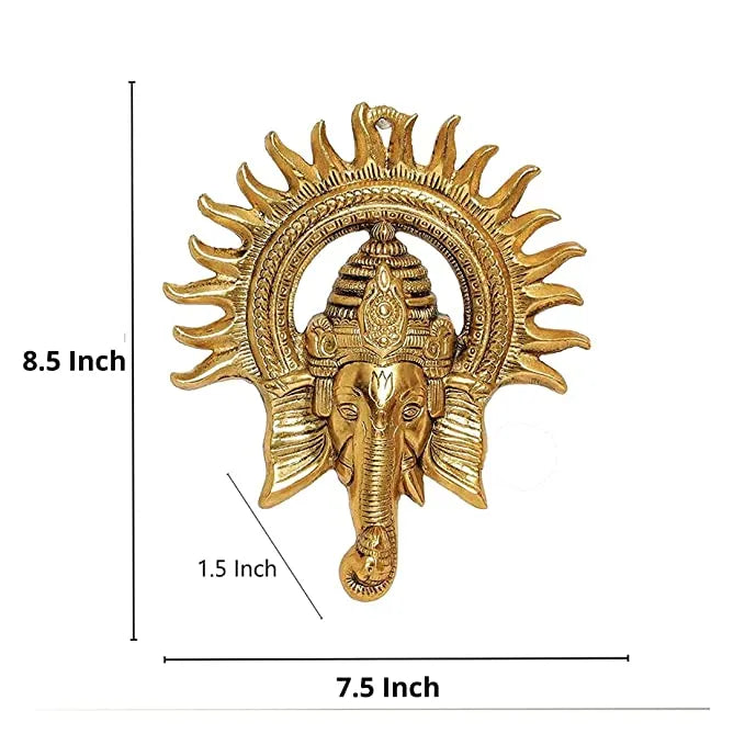 Vedic Paradise Metal Ganesha ji Murti | Ganpati Wall Hanging Sculpture | Lord Ganesh Idol Lucky Feng Shui Wall Decor (Gold) Home Decoration Items