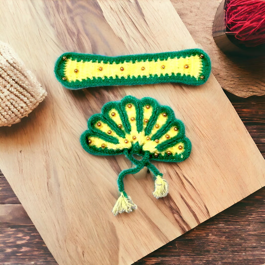 Laddu Gopal Designer Woolen Dress | Handmade Laddu Gopal ji Winter Dress Set of 2 ( Size 2.No Random Color)