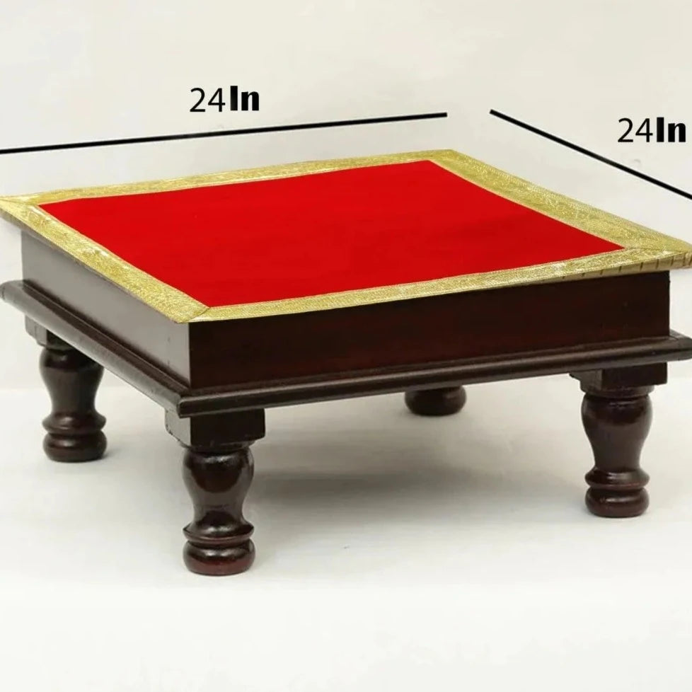 plain red velvet chowki aasan