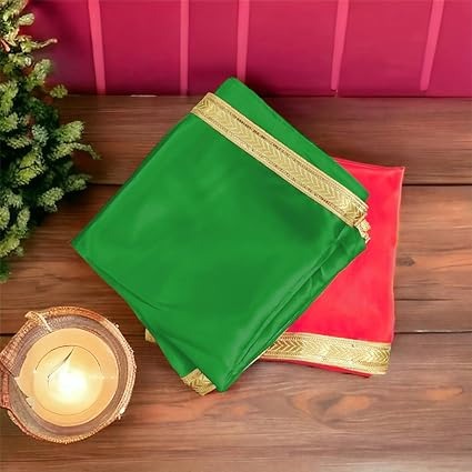 Pooja Cloth for Multi Purpose Use | Pooja Cloth (Green & Red)