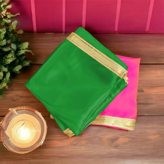 Mandir Decoration Pooja Cloth | Pooja Cloths for Mandir ( Green & Pink )