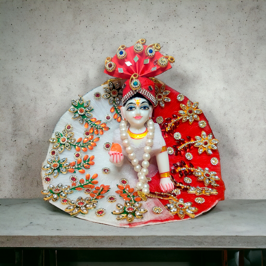 Janmashtami Special Designer Laddu Gopal Ji Dress with Pagadi - Red