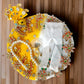 Handmade Laddu Gopal ji/Krishna ji Designer Dress with Artificial Mala, Pearl Stone With Pagdi (Yellow, Size- 4)
