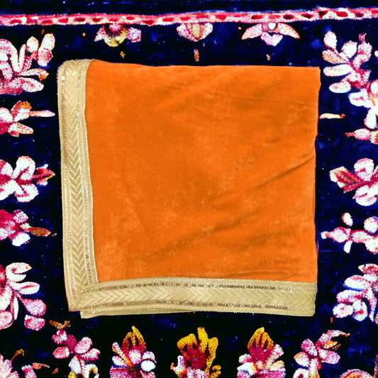 orange velvet chowki aasan