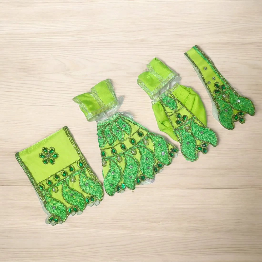 Radha Krishna Embroidery Lace Work Dress ( Set of 3 )