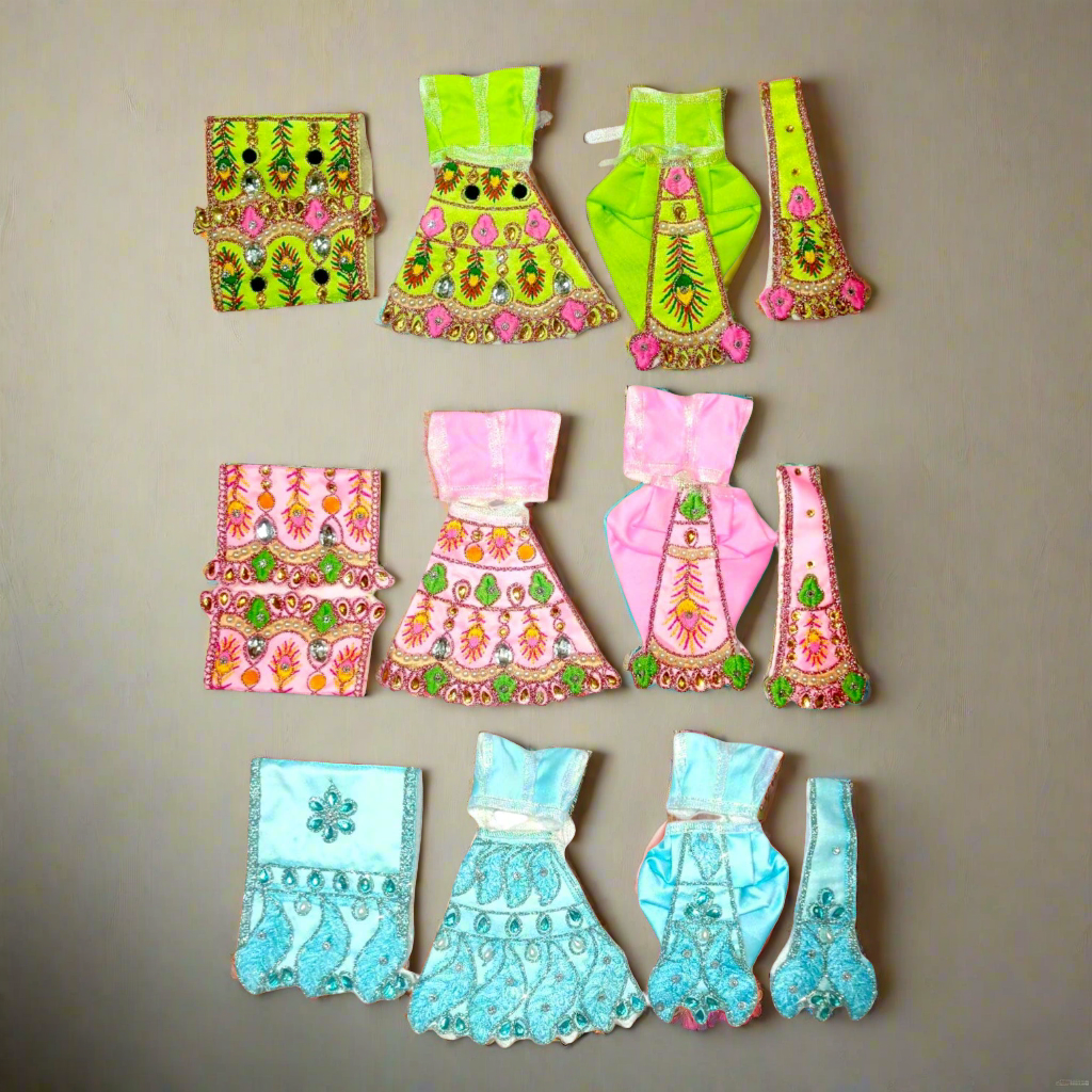 Radha Krishna Heavy Designer Poshak Combo ( Pack of 3 )