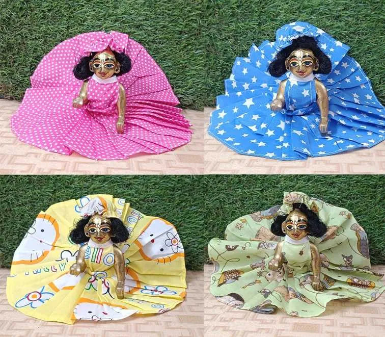 Beautiful Laddu Gopal Summer Cotton Dress | Kahna Ji Printed Poshak Set of 4