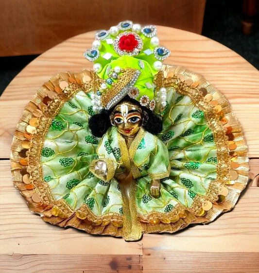 Beautiful Thakur ji Janmashtami Festival Dress Matching Pagdi - Green