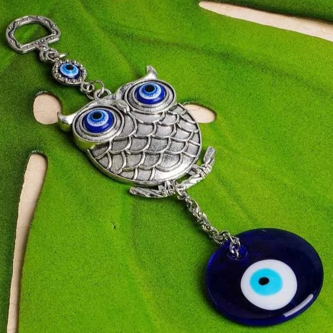 Big Owl Evil Eyes Showpieces | Feng Shui Evil Eye Hanging for Home Entrance