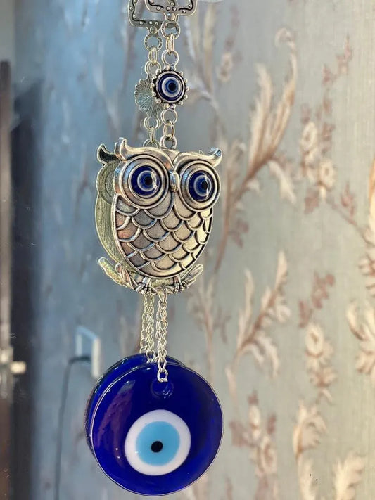 Big Owl Evil Eyes Showpieces | Feng Shui Evil Eye Hanging for Home Entrance