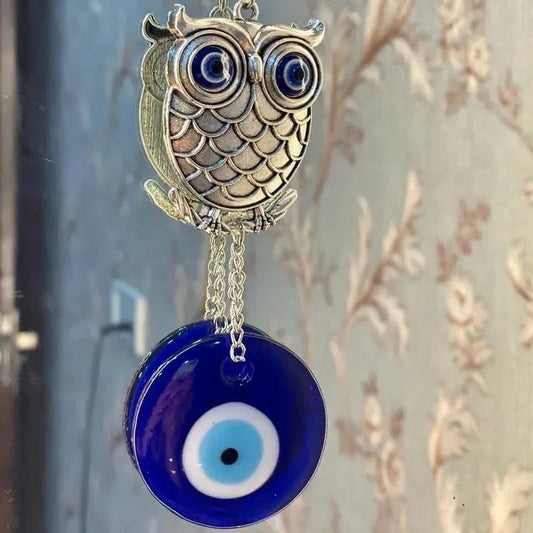 Big Owl Evil Eyes Showpieces | Feng Shui Evil Eye Hanging for Home Entrance