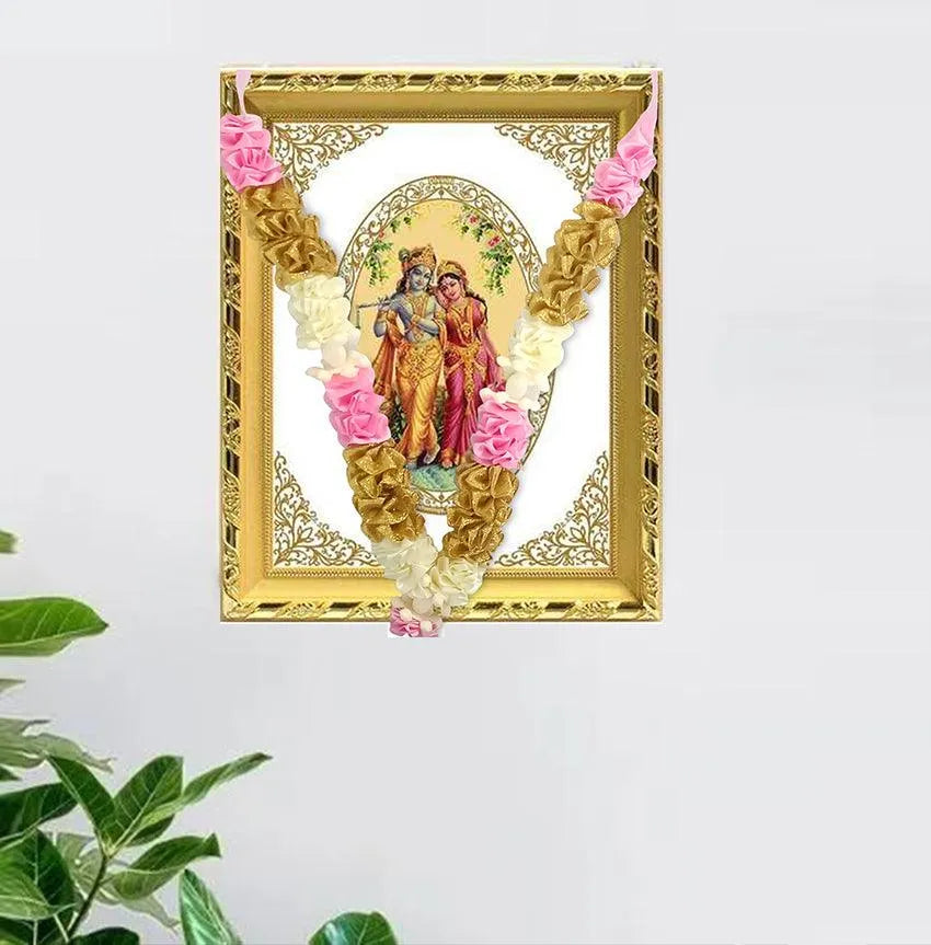 Garland Mala for Photo Frame and God Idols | Idols Murti Moti Haar (12 Inch) Set of 2 Mala