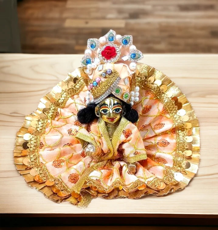 Janmashtmi Special Bal Gopal Poshak With Pagdi - Peach Color