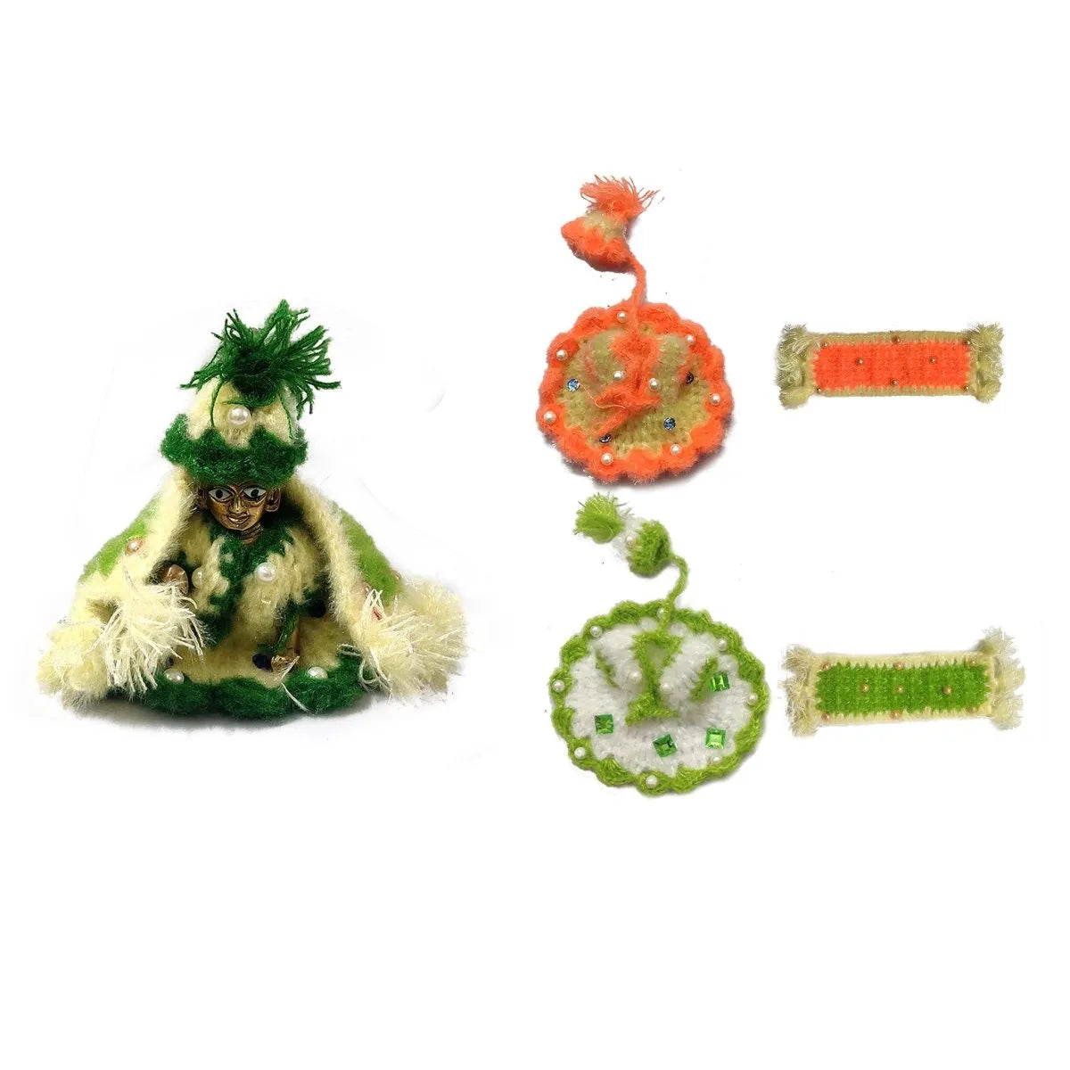 laddu gopal woolen green dress