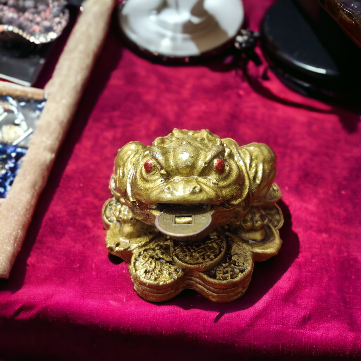 Buy Vastu Feng Shui Three Legged Frog with Coin for Good Luck Health Wealth Prosperity online