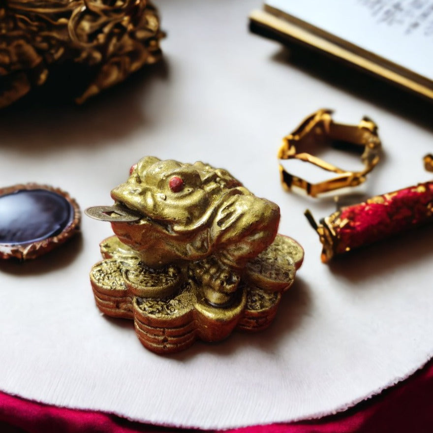 Buy Vastu Feng Shui Three Legged Frog with Coin for Good Luck Health Wealth Prosperity online